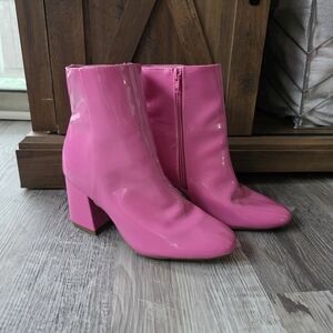 Block Heel Ankle Boots — Hot Pink Size 7.5